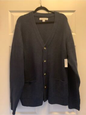 Men's NWT Amazon Essentials Navy Button-Front Ribbed Cardigan Sweater XL